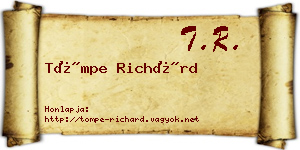 Tömpe Richárd névjegykártya